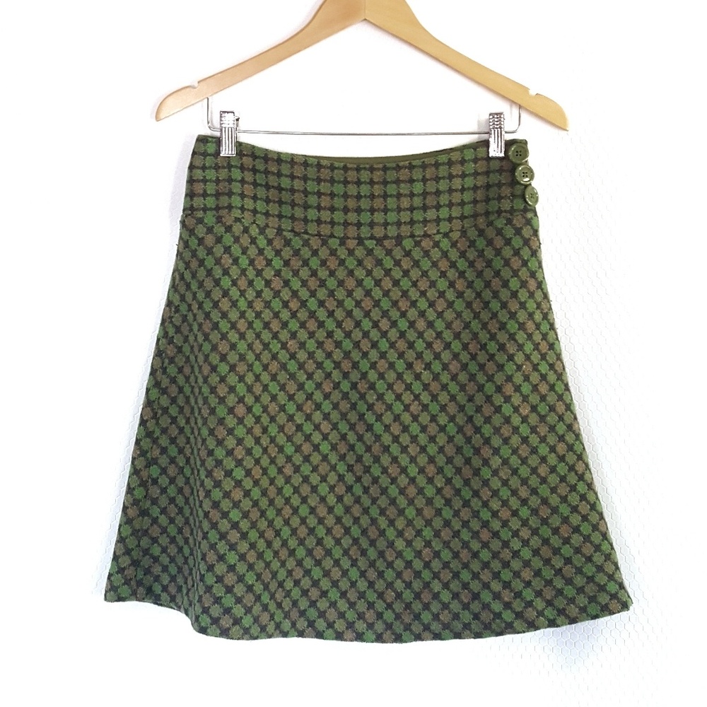 Wool Loft 6P Aline Mini Midi Green Skirt